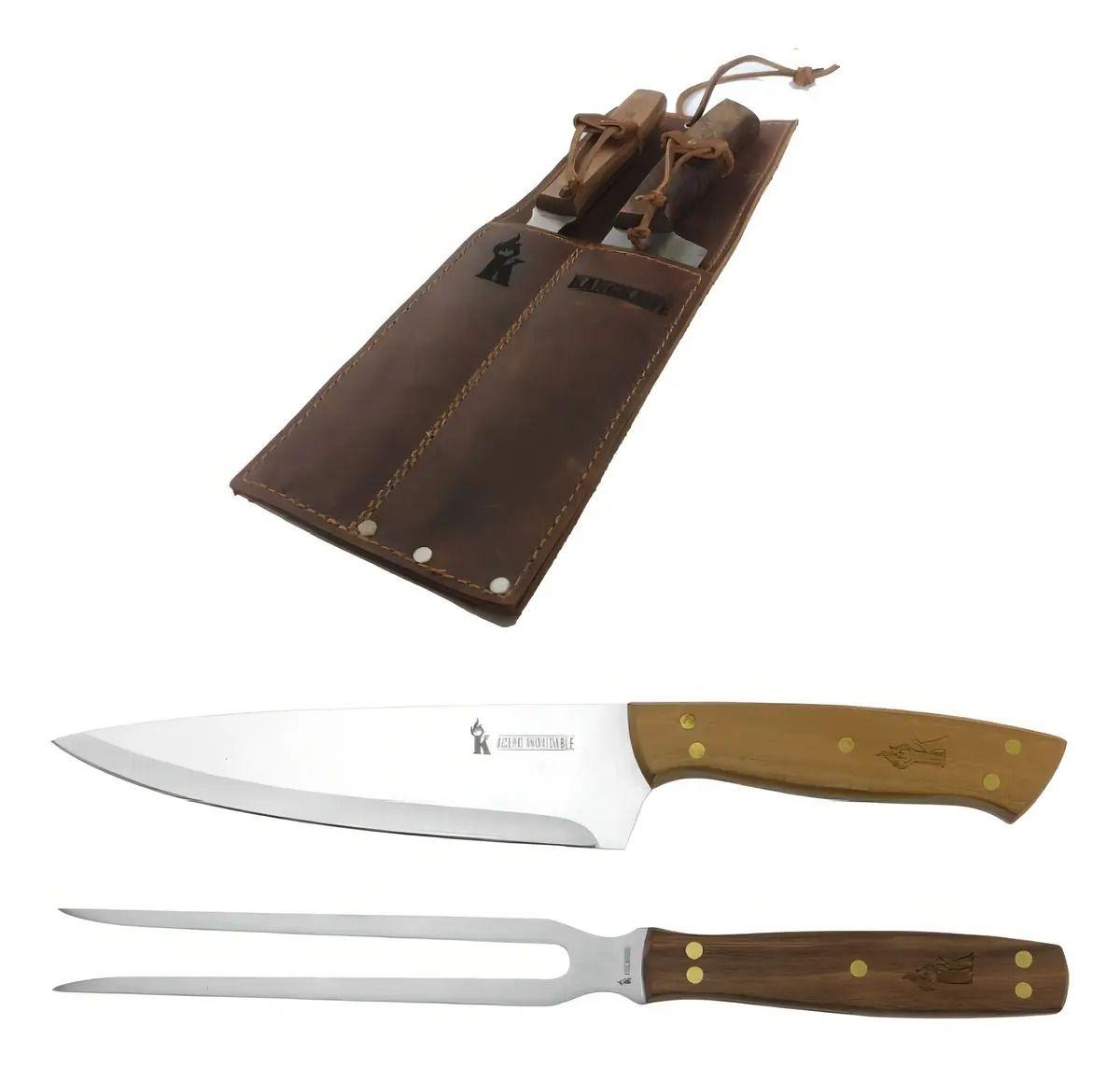 Set Cuchillo Tenedor Funda Cuero Kangkawe Premium Parrilla-1