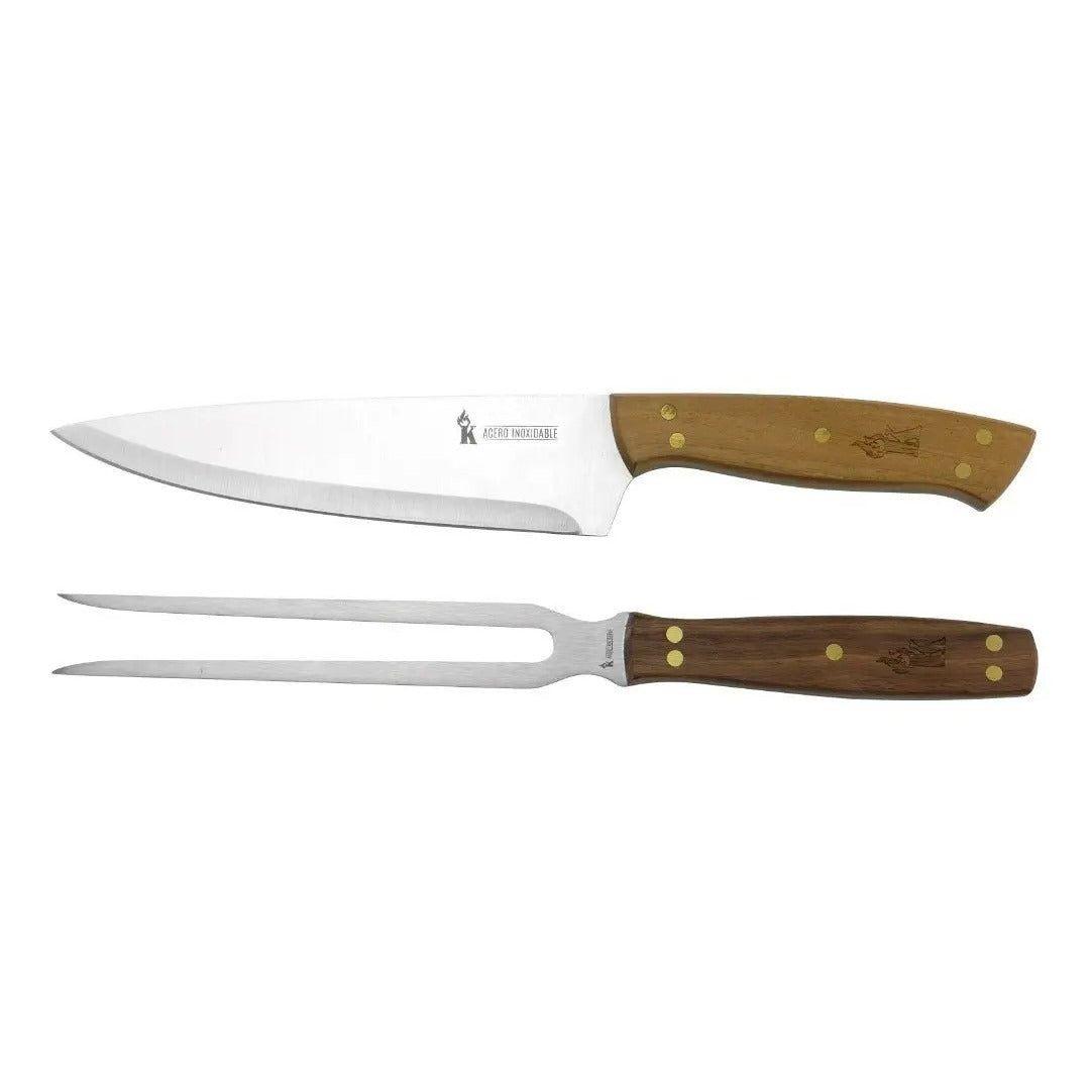 Set Cuchillo Tenedor Funda Cuero Kangkawe Premium Parrilla-2