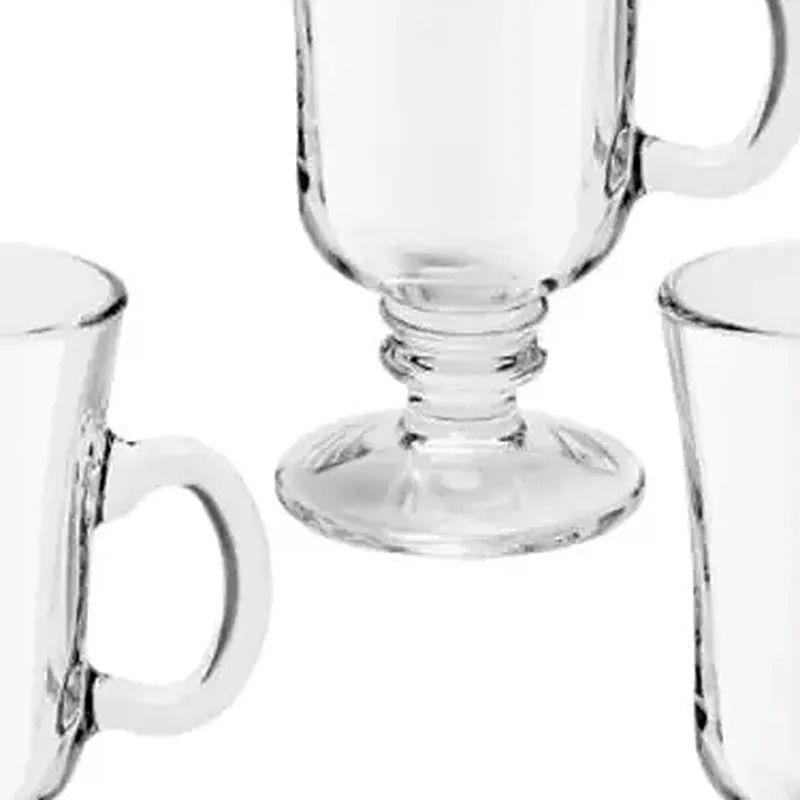 Set 4 Tazas De Vidrio Para Café Con Pie Capuccino Té 240ml Transparente Con Pie Capuccino-1