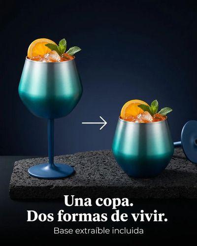 Copa Doble Pared 400ml Taca Brasil Viral Desmontable Coctel Verde-5