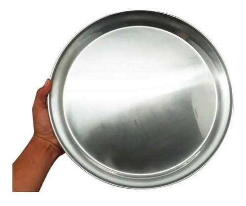 Bandeja Redonda Molde Acero Inoxidable 35cm Pizza Cocina Gris-0
