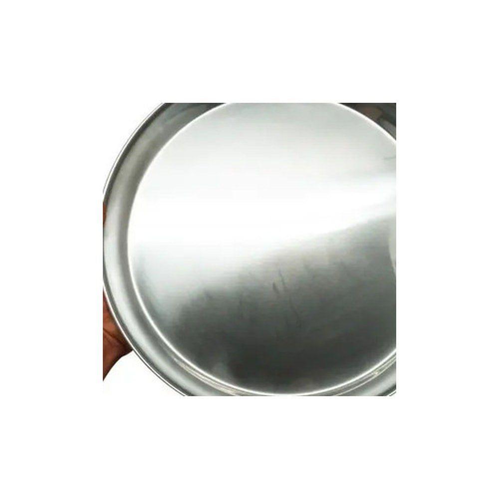 Bandeja Redonda Molde Acero Inoxidable 35cm Pizza Cocina Gris-1