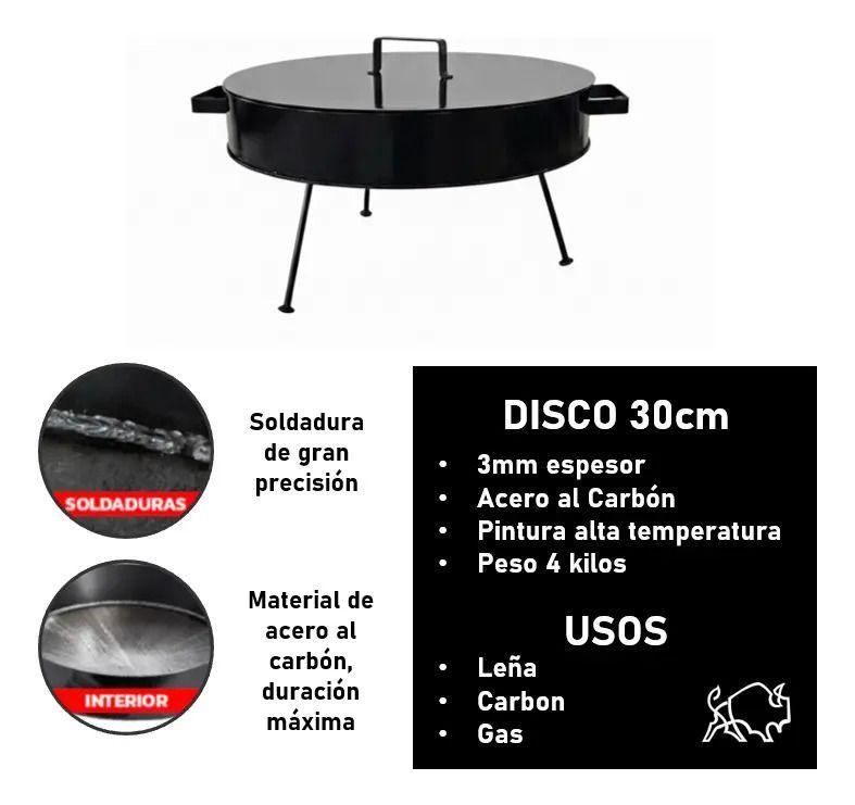 Disco De Asado Cocimiento Paella 30cm Con Tapa 3mm Grosor-2