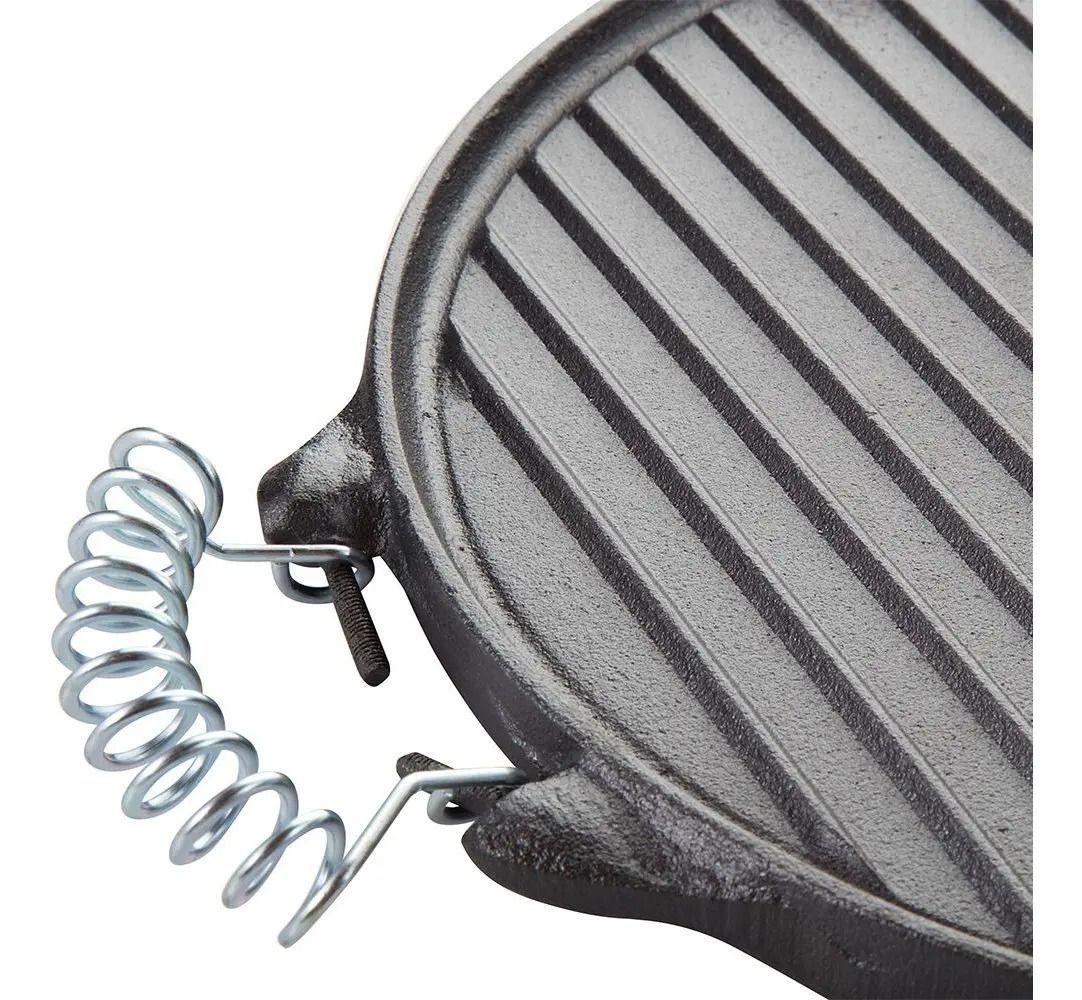 Plancha Churrasquera Reversible Fierro Fundido 25cm Cocina Negro-2