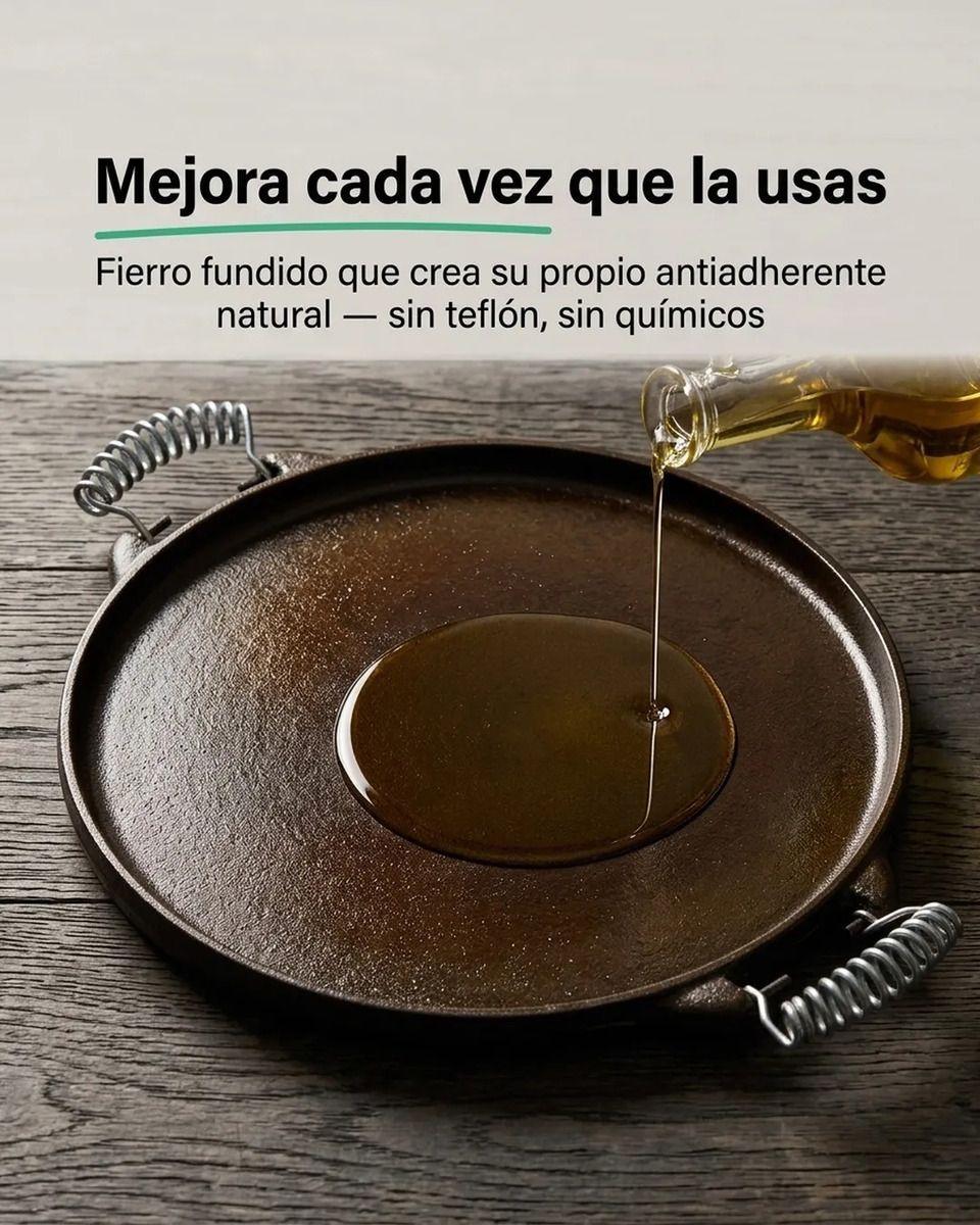 Plancha Churrasquera Reversible Fierro Fundido 25cm Cocina Negro-6