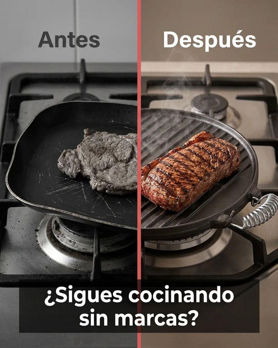 Plancha Churrasquera Reversible Fierro Fundido 25cm Cocina Negro-7
