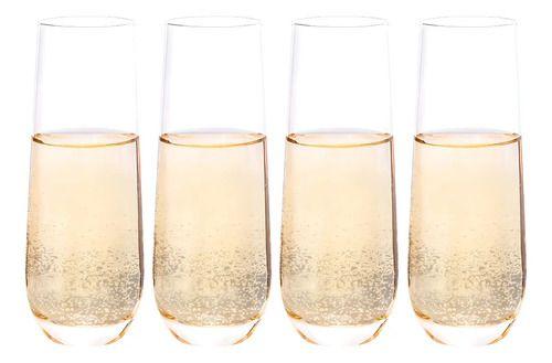 Set 4 Vasos Champagne Espumante Vidrio 280ml Glasso-0