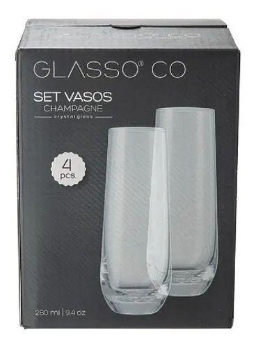 Set 4 Vasos Champagne Espumante Vidrio 280ml Glasso-3
