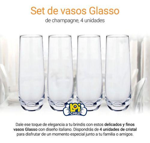Set 4 Vasos Champagne Espumante Vidrio 280ml Glasso-4