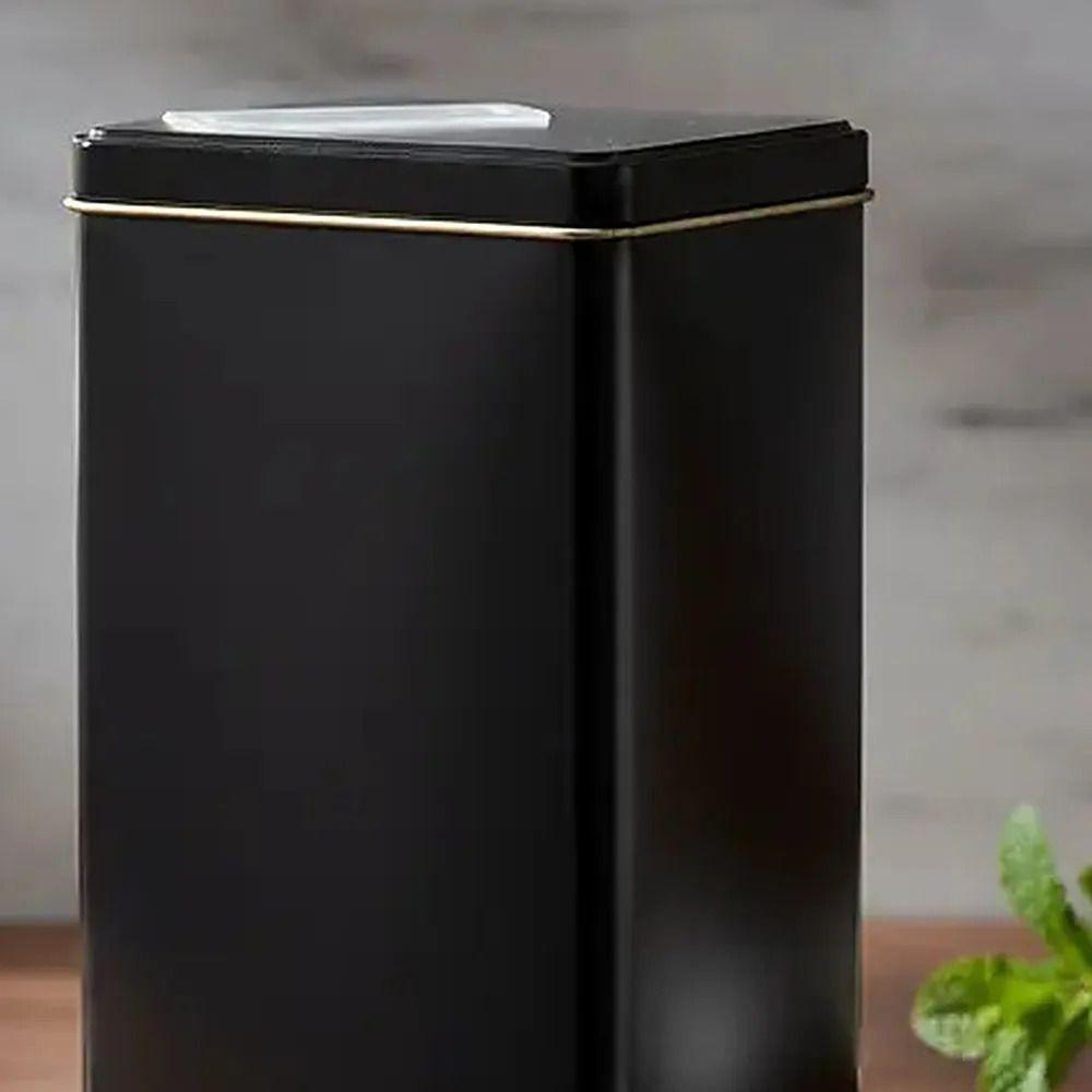 Lata Yerbera Rectangular Negra Mate Matero Negro-5