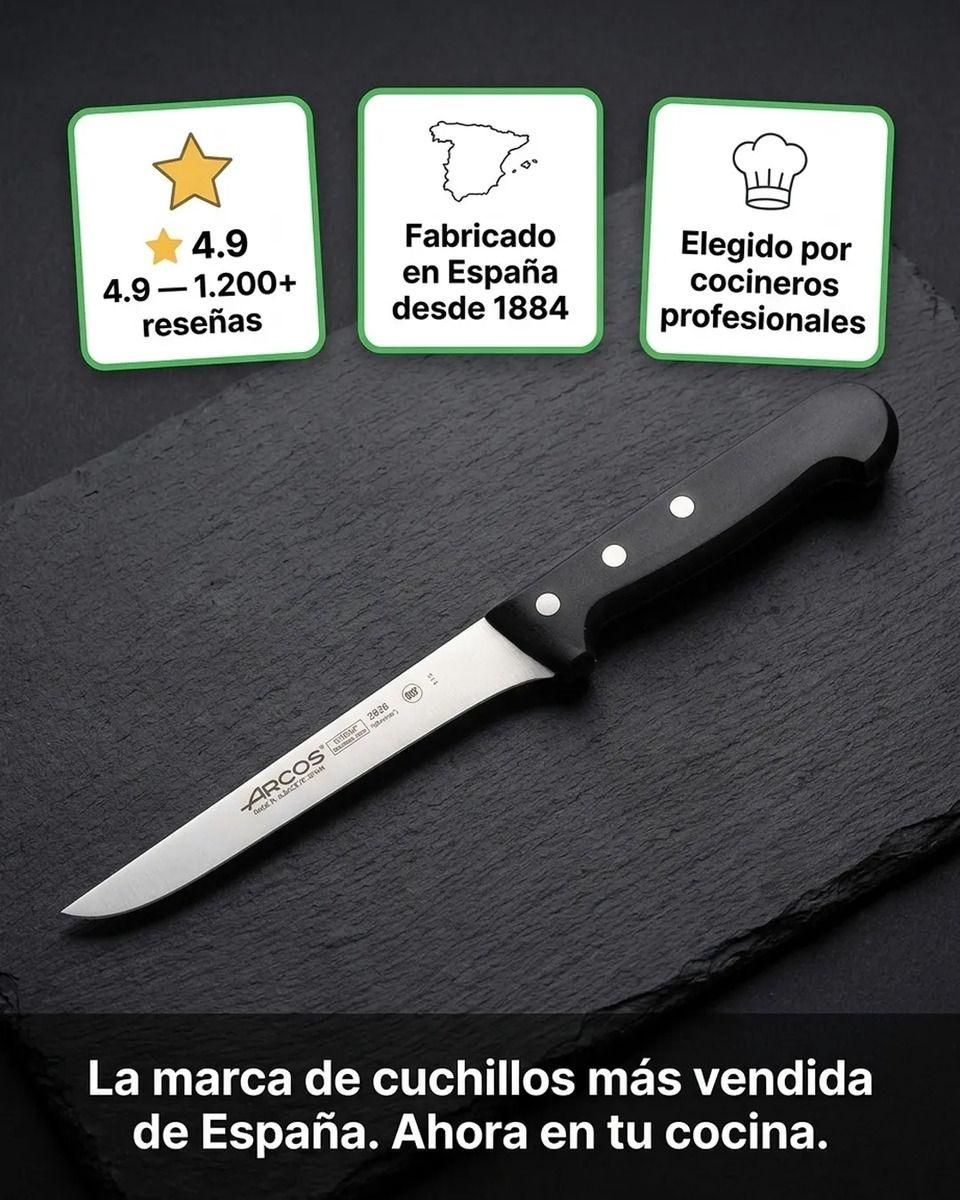 Cuchillo Arcos Deshuesador Profesional Cocina 15,5cm Negro-5