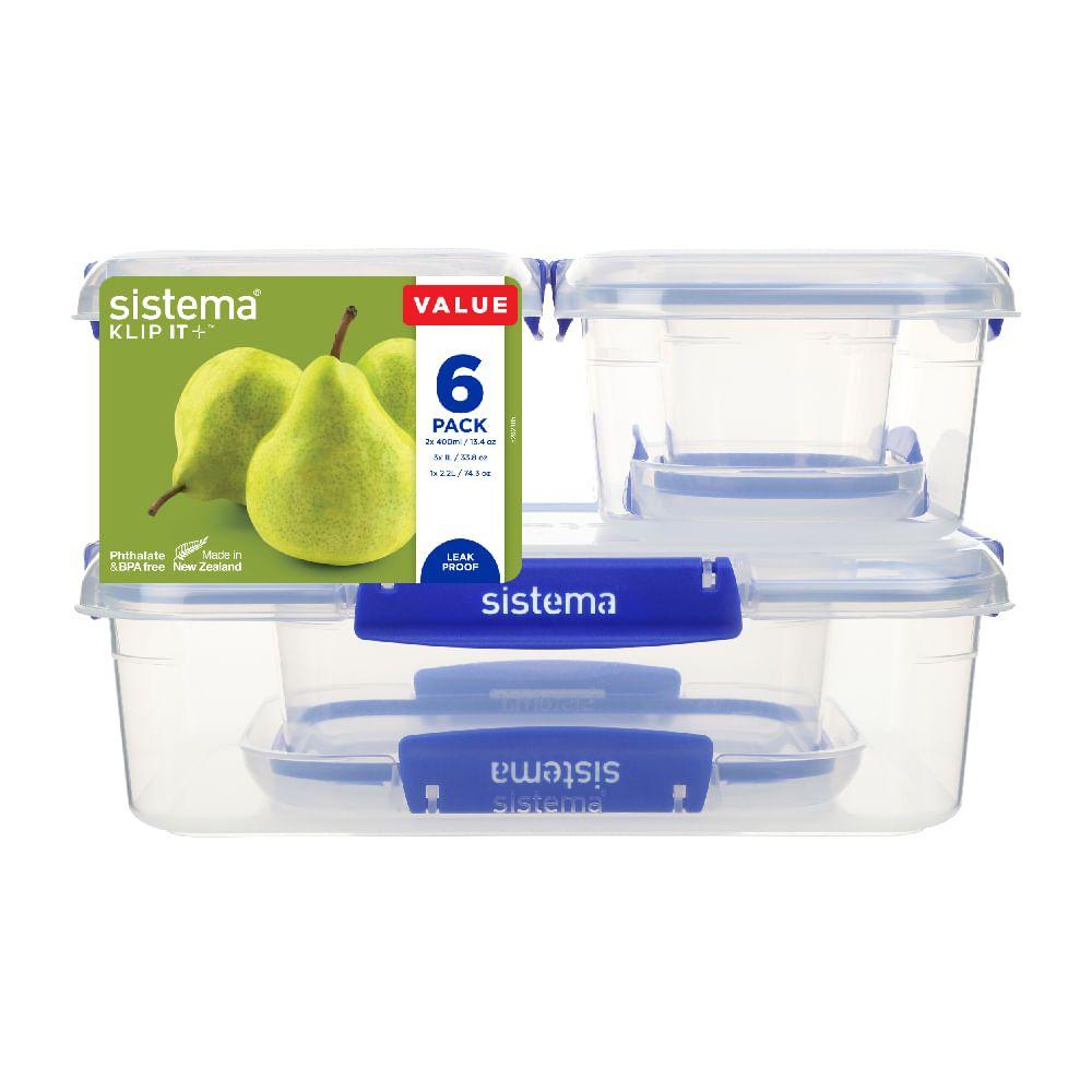 Pack 6 Contenedores Herméticos Sistema Starter Comida Snack Azul-1