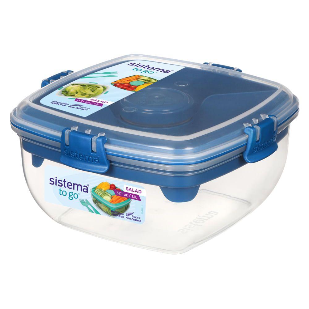 Contenedor De Ensaladas To Go 1,1 Lts Alimentos Porta Snacks Azul-2
