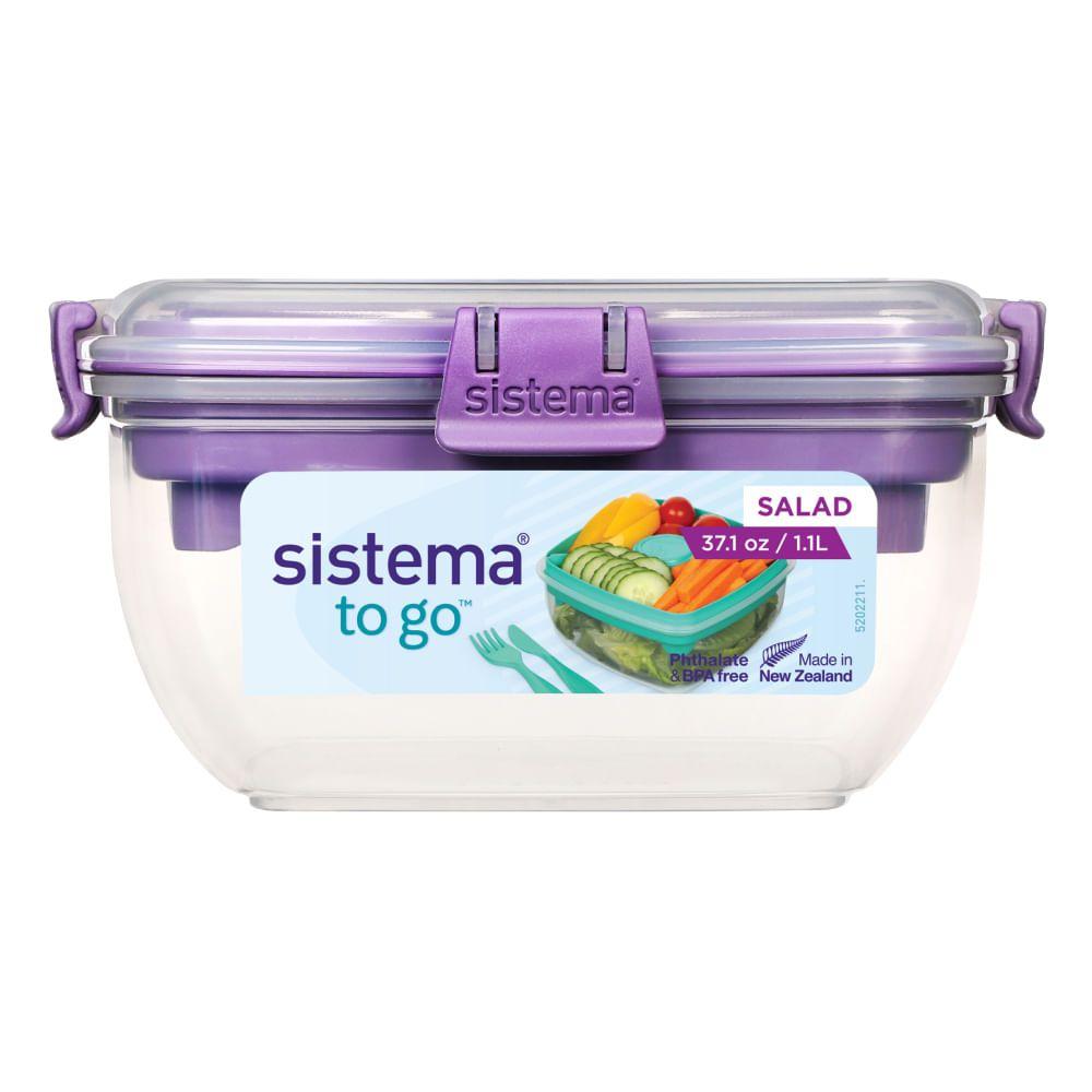 Contenedor De Ensaladas To Go 1,1 Lts Alimentos Porta Snacks Azul-4