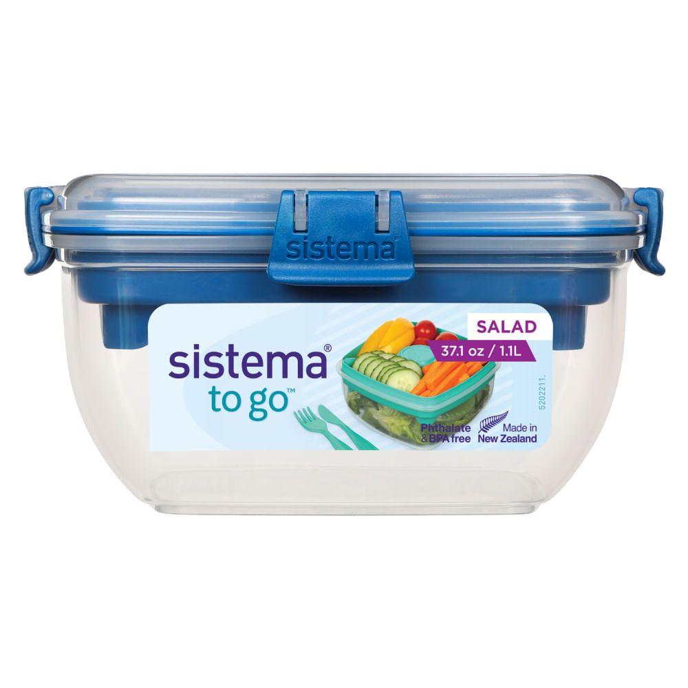 Contenedor De Ensaladas To Go 1,1 Lts Alimentos Porta Snacks Azul-5