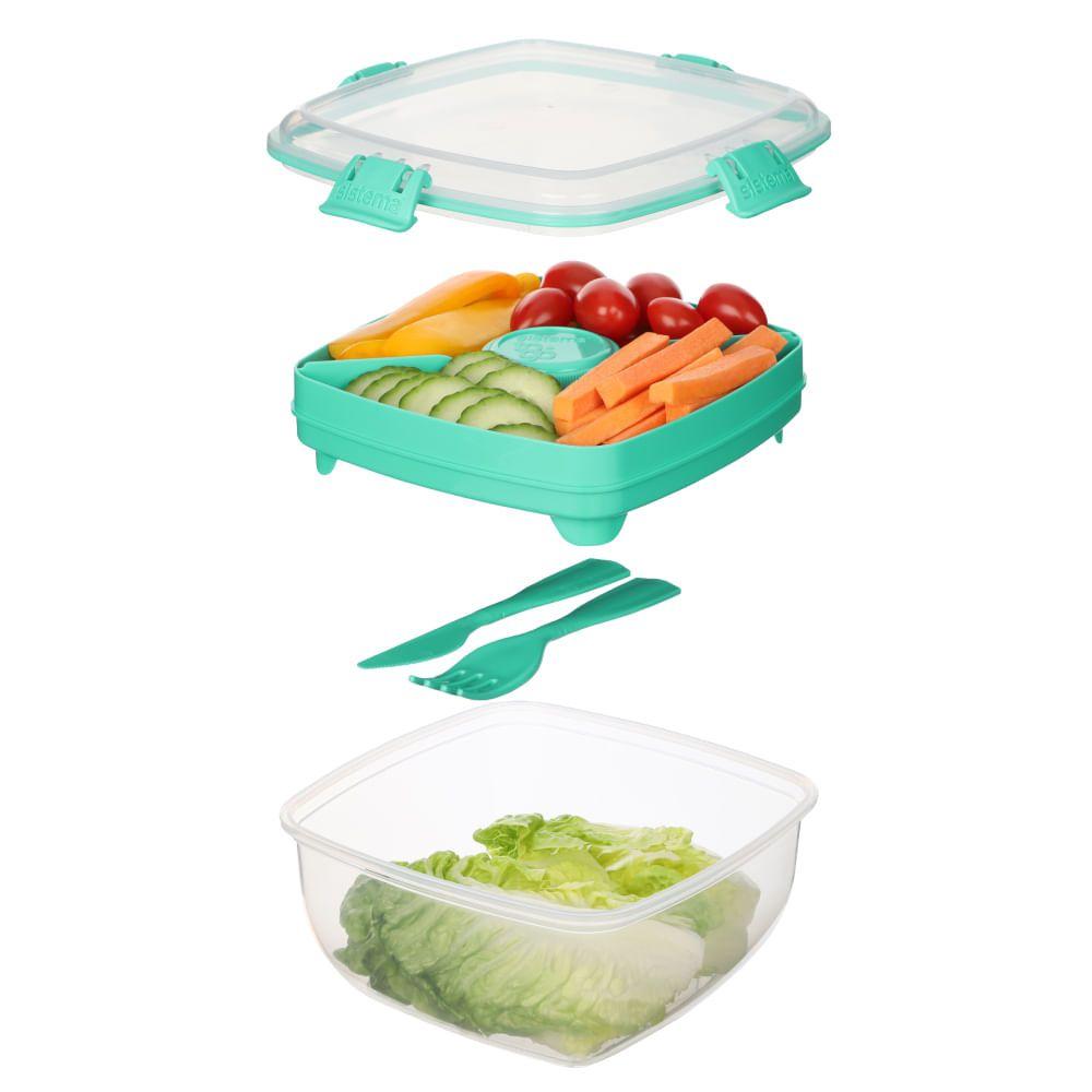 Contenedor De Ensaladas To Go 1,1 Lts Alimentos Porta Snacks Azul-6
