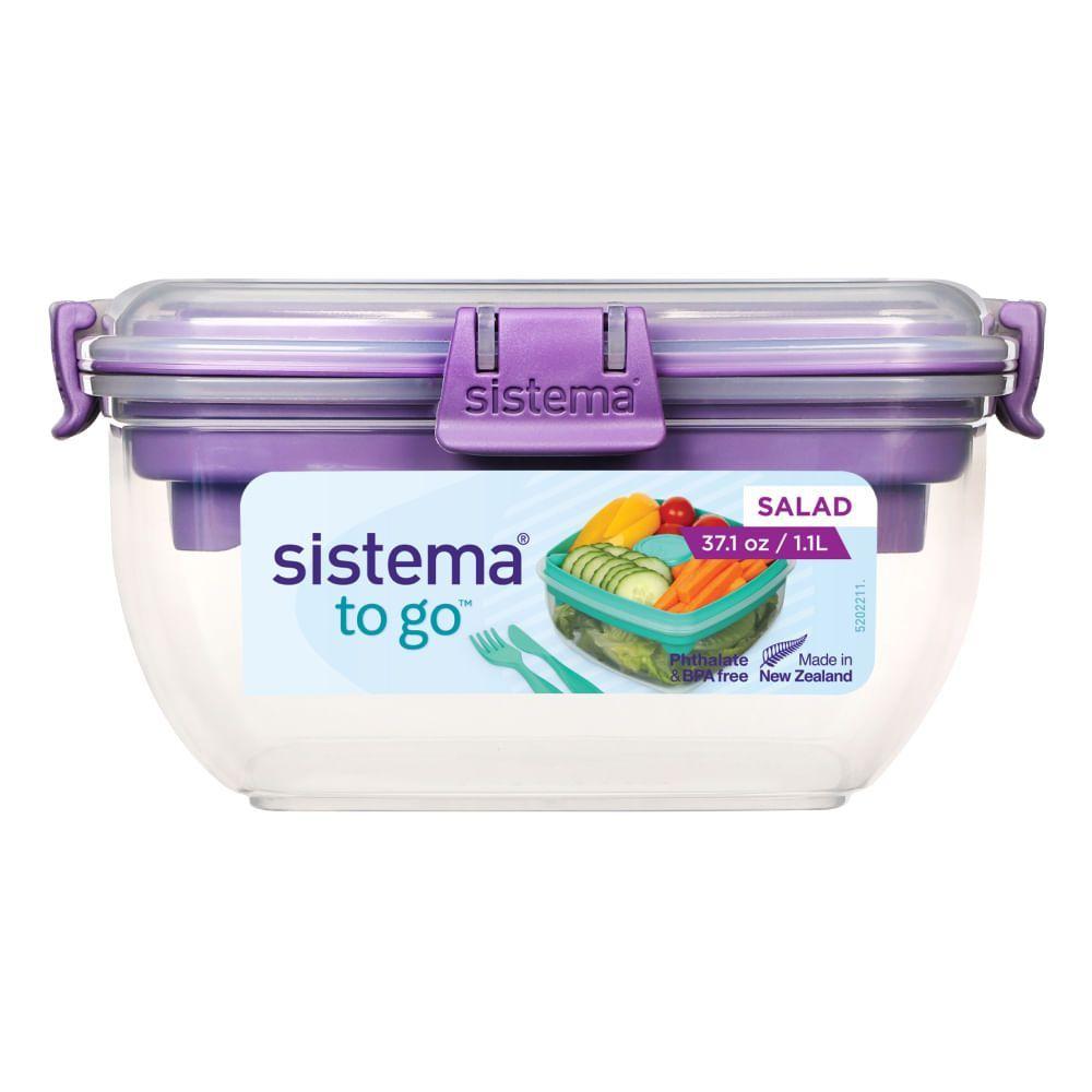 Contenedor De Ensaladas To Go 1,1 Lts Alimentos Porta Snacks Azul-4