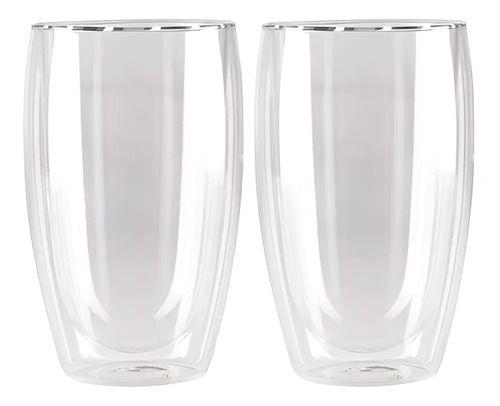 Set 2 Vasos Vidrio Doble Pared Transparente 473 Ml Para Café Glasso-0