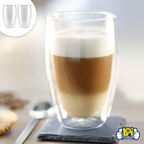 Set 2 Vasos Vidrio Doble Pared Transparente 473 Ml Para Café Glasso-3