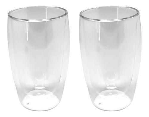 Set 2 Vasos Vidrio Doble Pared Transparente 473 Ml Para Café Glasso-5