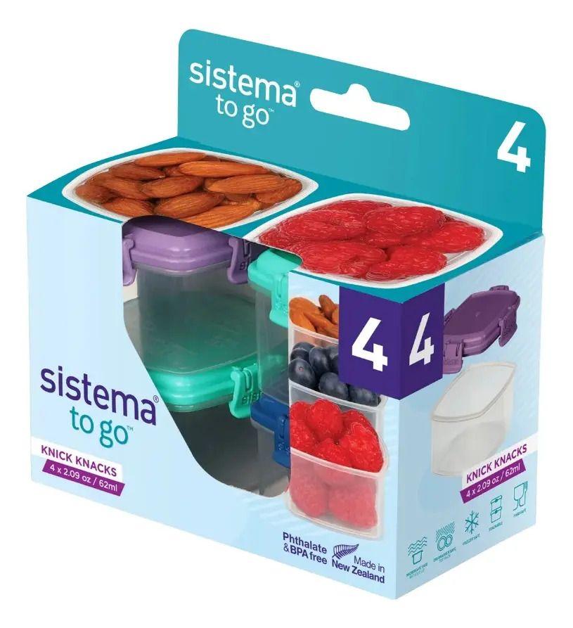 4 Contenedores Herméticos Mini Snack 62ml Frutos Secos Color Surtidos-1