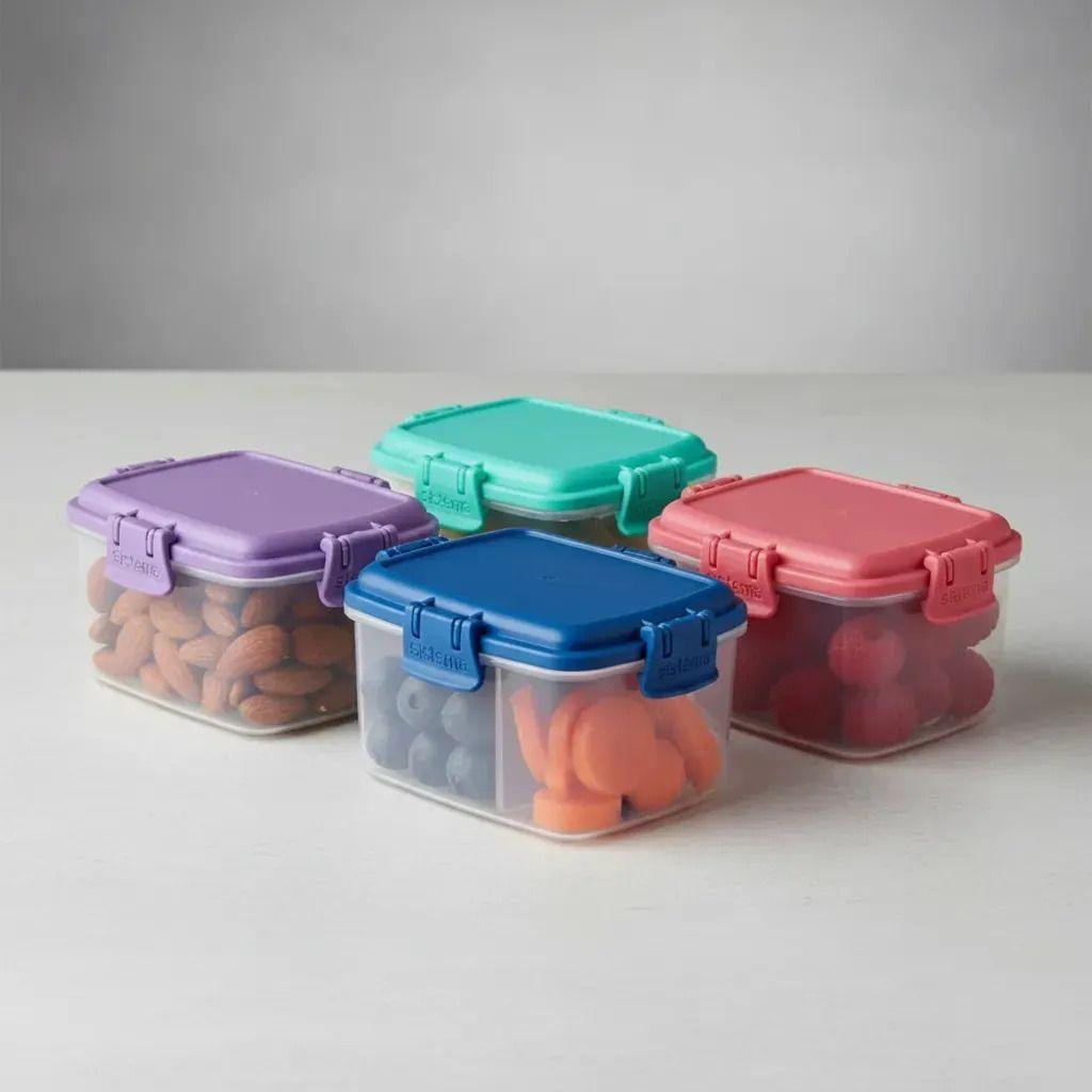 4 Contenedores Herméticos Mini Snack 62ml Frutos Secos Color Surtidos-6