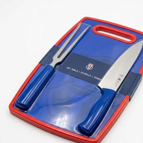 Set Parrillero Tabla + Cuchillo Y Pincho U De Chile Asado Azul-3