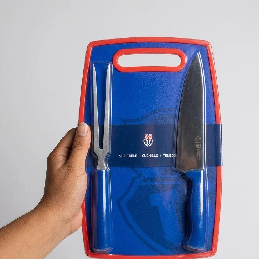 Set Parrillero Tabla + Cuchillo Y Pincho U De Chile Asado Azul-5
