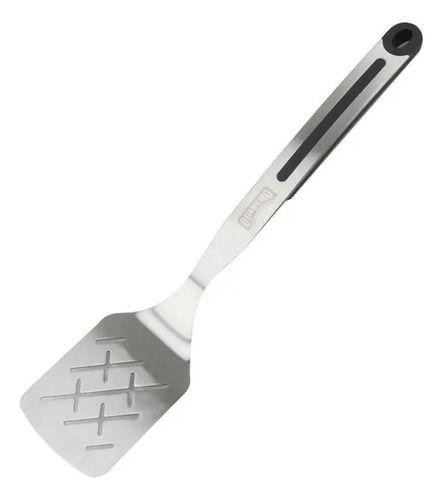 Espátula Quincho Acero Inoxidable Parrilla Asado Mango Antideslizante Gris-0
