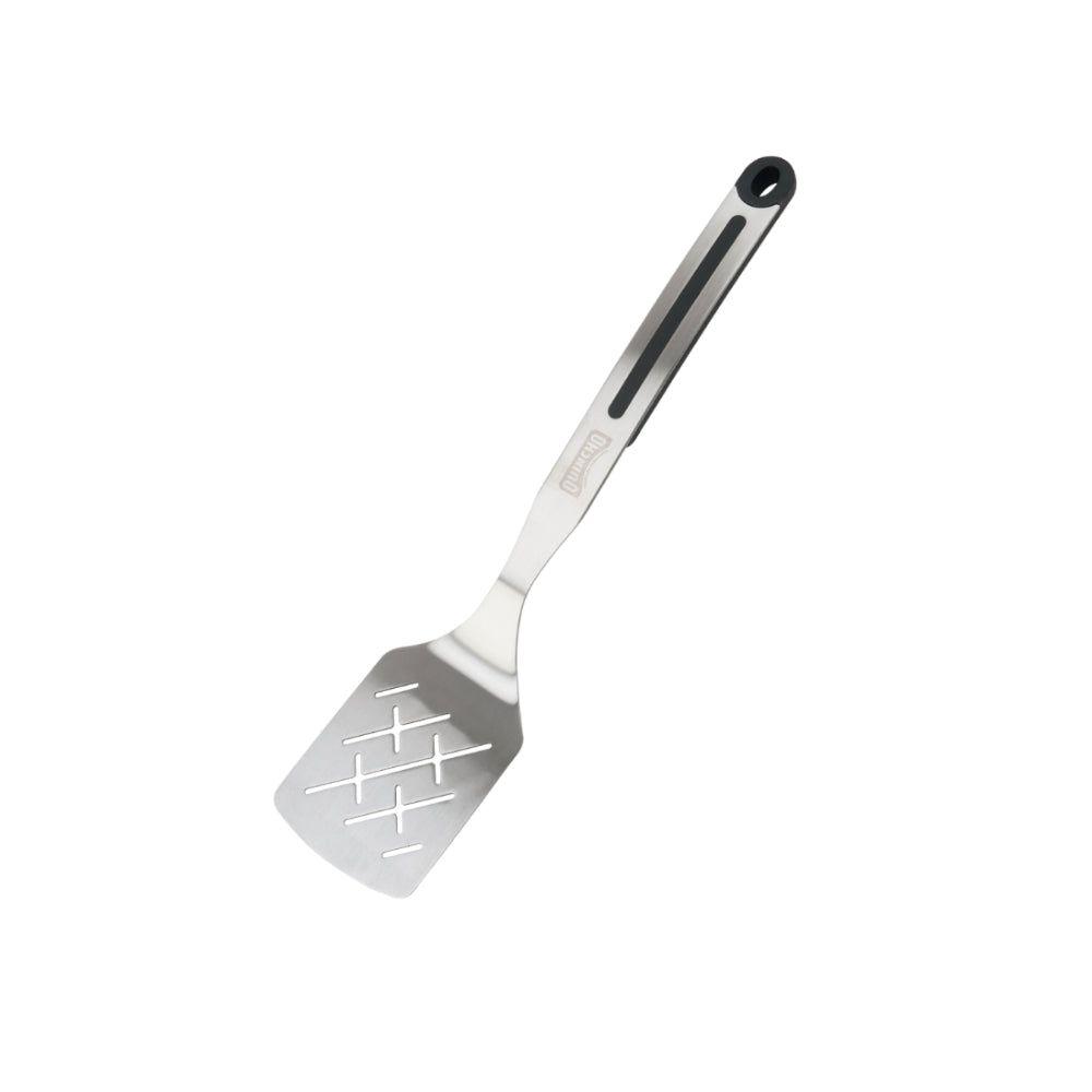 Espátula Quincho Acero Inoxidable Parrilla Asado Mango Antideslizante Gris-1