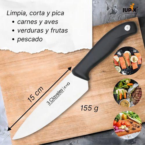 Cuchillo De Cocina Chef Cocinero 15cm Acero 3 Claveles Evo Color Negro-1