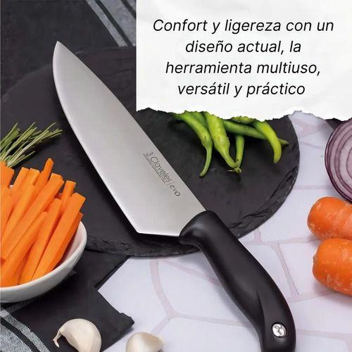 Cuchillo De Cocina Chef Cocinero 15cm Acero 3 Claveles Evo Color Negro-2