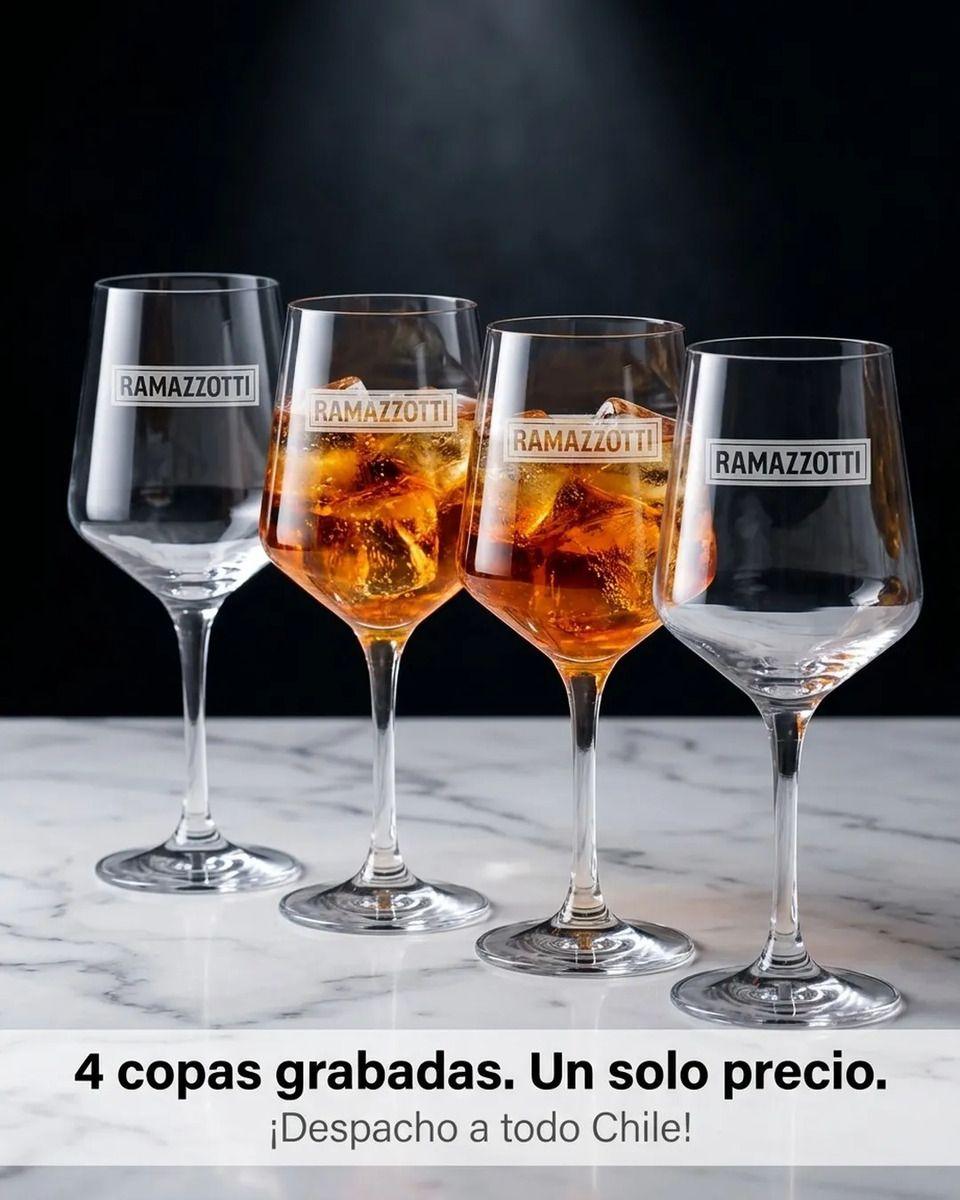 Copa Ramazzotti Pack 4 Unidades 400ml Grabadas Coctels Trago Blanco-5