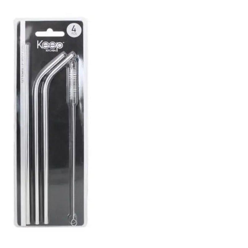 Bombillas Reutilizable Keep Silver Aluminio Tragos Color Gris-0