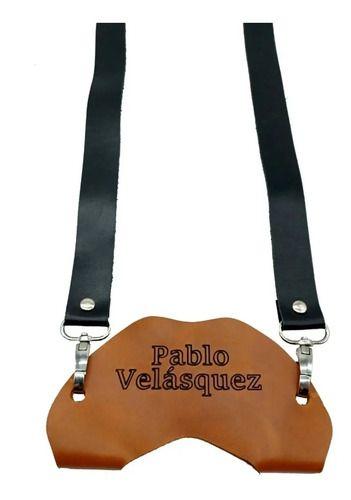 Porta Copa De Vino Parrillero Cuero Burdeos (rojo Oscuro) Dorado Negro-1
