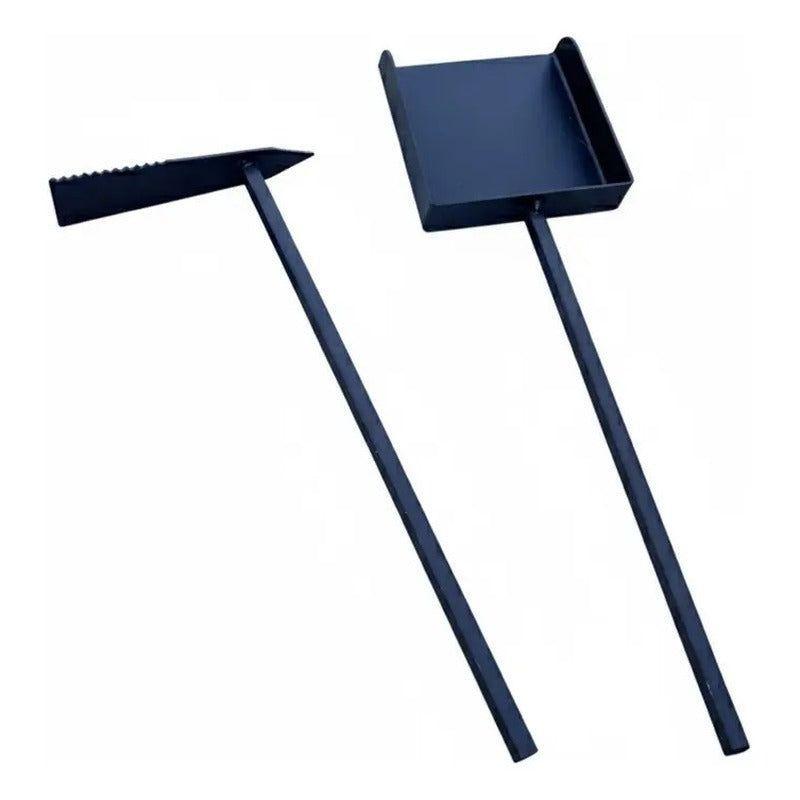 Set Pala Carbonera + Atizador + Limpia Parrilla Metal Acero-4