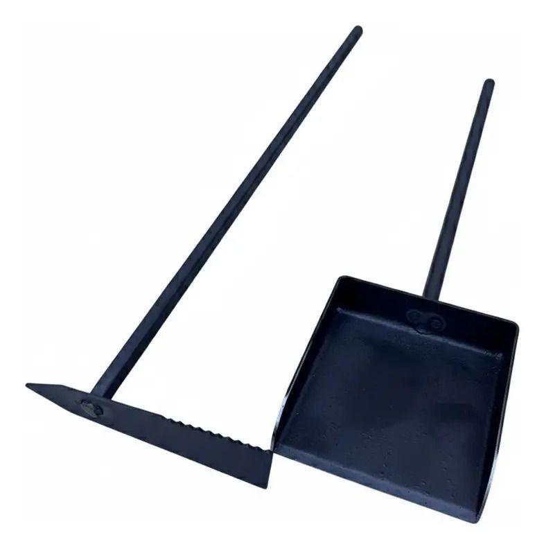 Set Pala Carbonera + Atizador + Limpia Parrilla Metal Acero-5