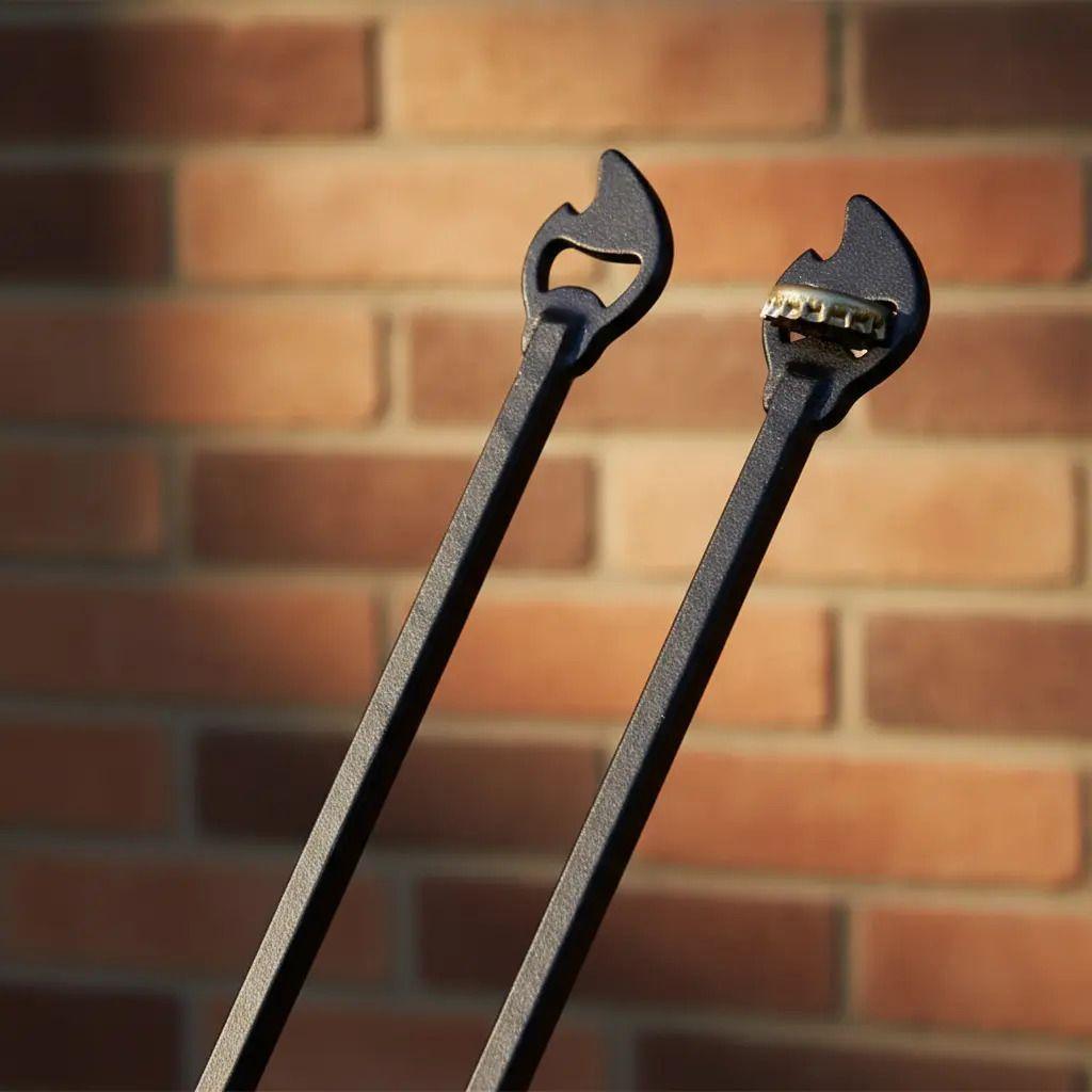 Set Pala Carbonera + Atizador + Limpia Parrilla Metal Acero-7