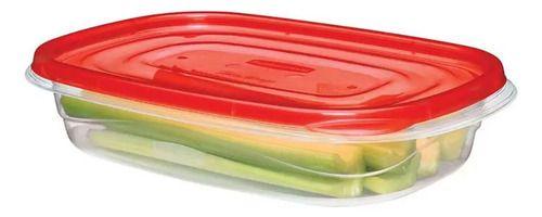 3 Contenedores 950 Ml Rubbermaid Takealongs Rectangular Color Rojo-2