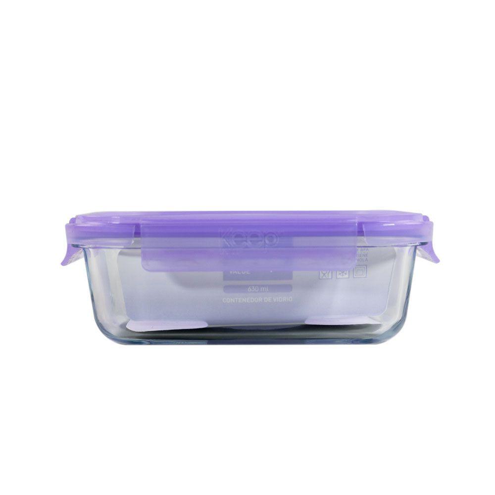 Contenedor Hermético Rectangular 630ml Value Keep Comida Color Rosa-3