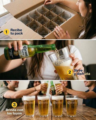 Pack X12 Vasos Grabado Corona Casale 490ml Azul Transparente-3