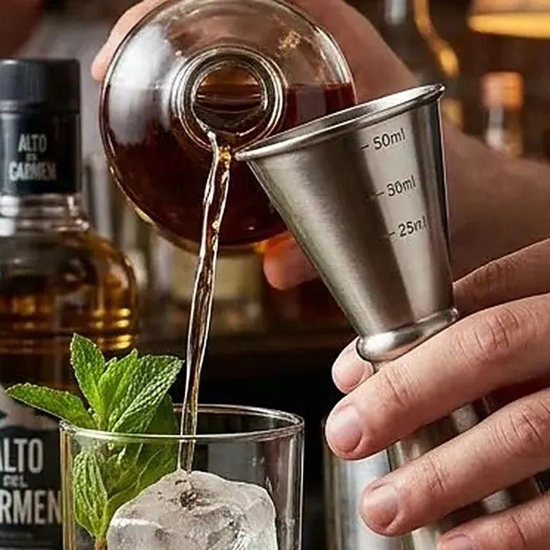 Jigger Medidor Licor Acero 25 - 50ml Coctail Trago Bar Gris-5