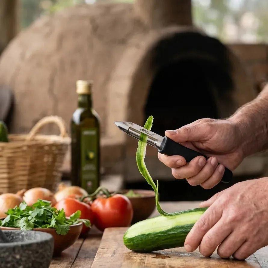 Pelador De Verduras Arcos Skin Spark 6cm Cocina Profesional Negro-3