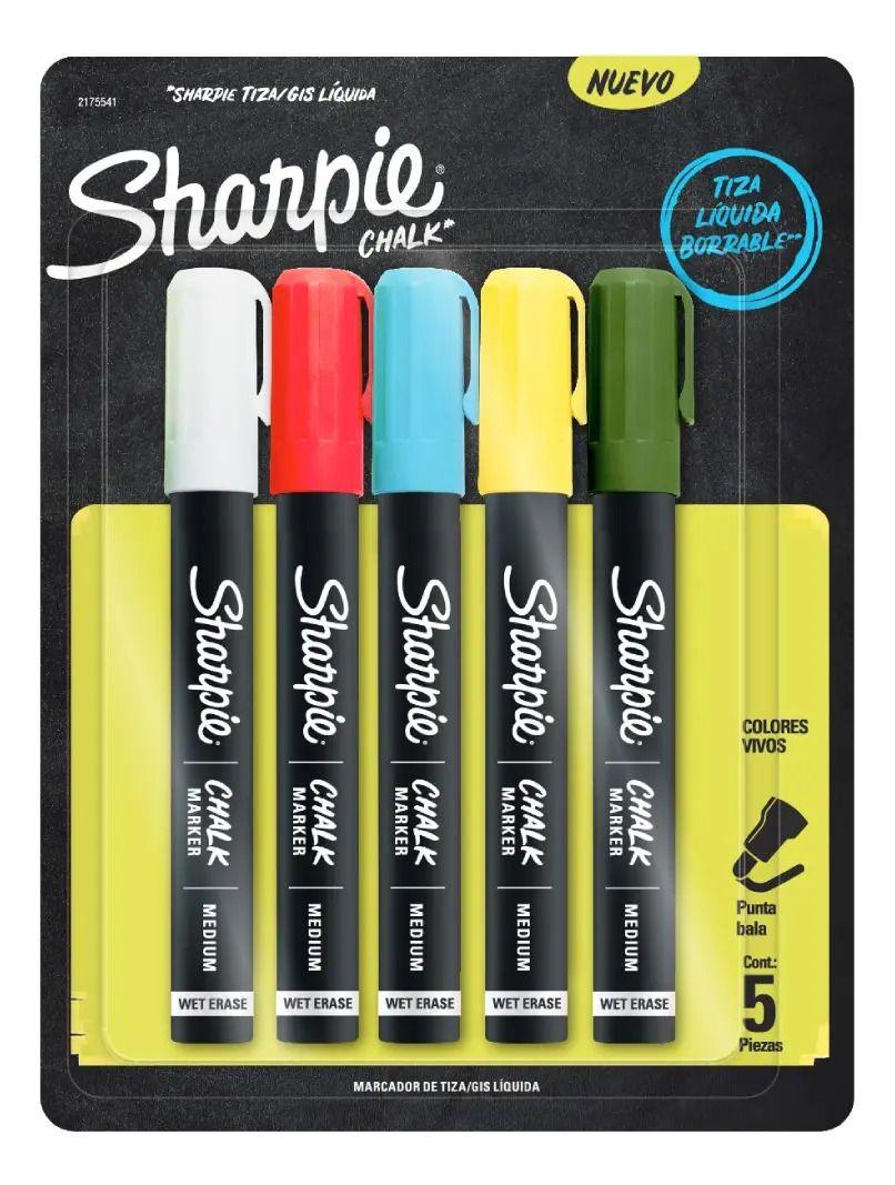 Set 5 Marcadores Tiza Sharpie Chalk Para Pizarra Y Vidrio-0
