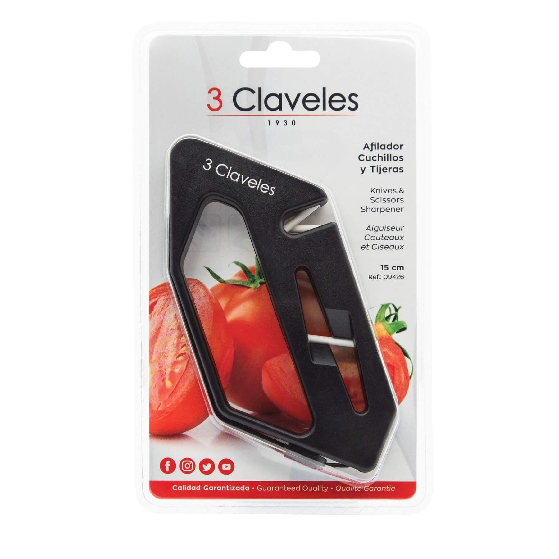 Afilador Cuchillos Tijeras Tres Claveles Modelo Mano Rueda Negro-5