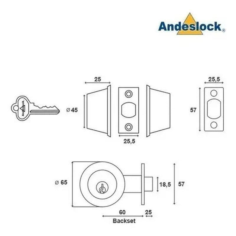 Cerrojo De Seguridad Ax70-ai Andeslock. Color Aluminio-1