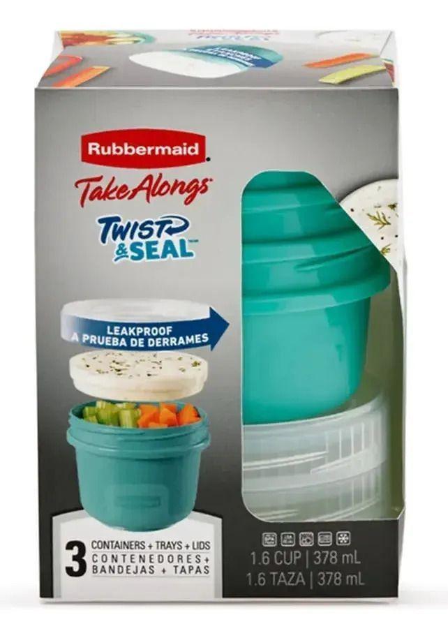 3 Contenedores De Alimentos Takealongs® Twist & Seal Color Celeste-2
