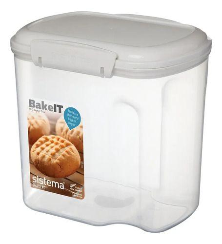 Recipiente Blanco Plástico 2.4l Con Tapa Sistema Repostería Microondas-0