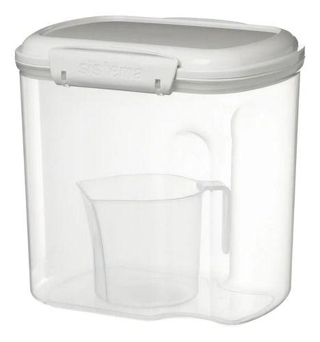 Recipiente Blanco Plástico 2.4l Con Tapa Sistema Repostería Microondas-2