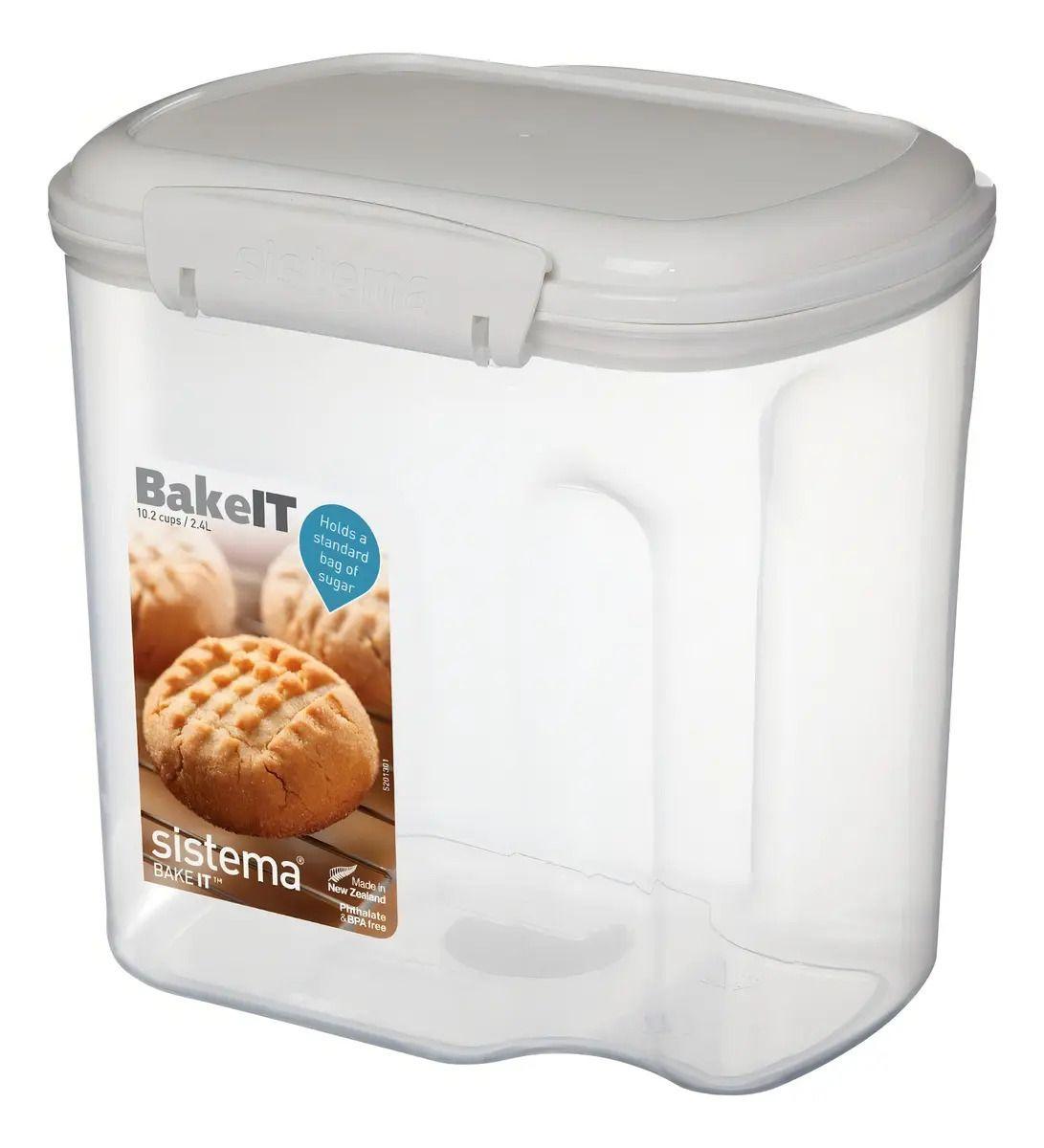 Recipiente Blanco Plástico 2.4l Con Tapa Sistema Repostería Microondas-0
